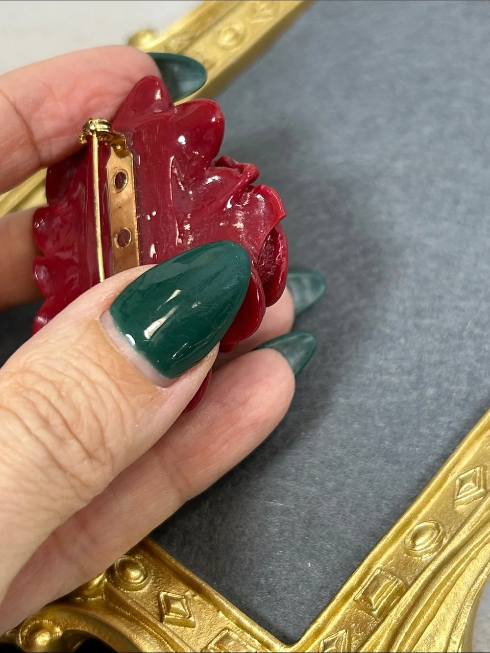 Vintage Red Rose Cluster Brooch - Women Accessories